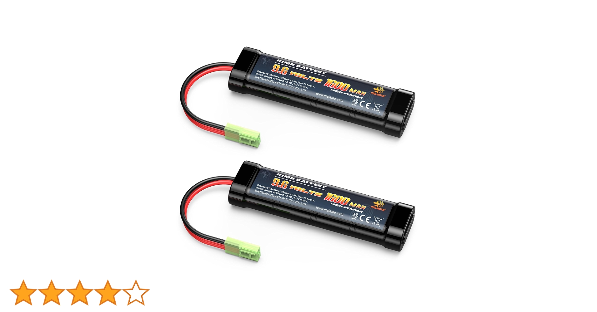 Amazon | Melasta 9.6V ニッケル水素バッテリー 2本入り 1600mAh 東京
